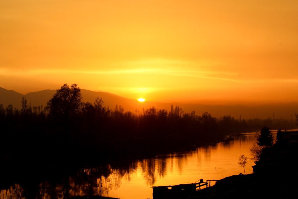 A Sunset above River in Srinagar, Kashmir