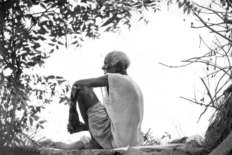 Candid portrait of a villager B/W